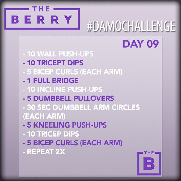 theberry's tweet photo. It's not too late to start our 30-day #DaMoChallenge! Let's get those arms toned up, Berries πͺπ½π #dailymotivation https://t.co/2qA7ucxdEb