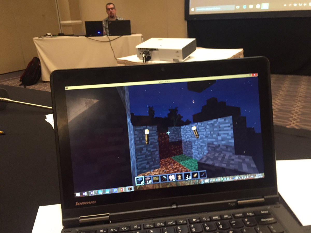 vendi55's tweet photo. Getting ideas and experience in #Minecraft at #e2conference thanks @ImmersiveMind #hacktheclassroom https://t.co/hGplpbOh1d