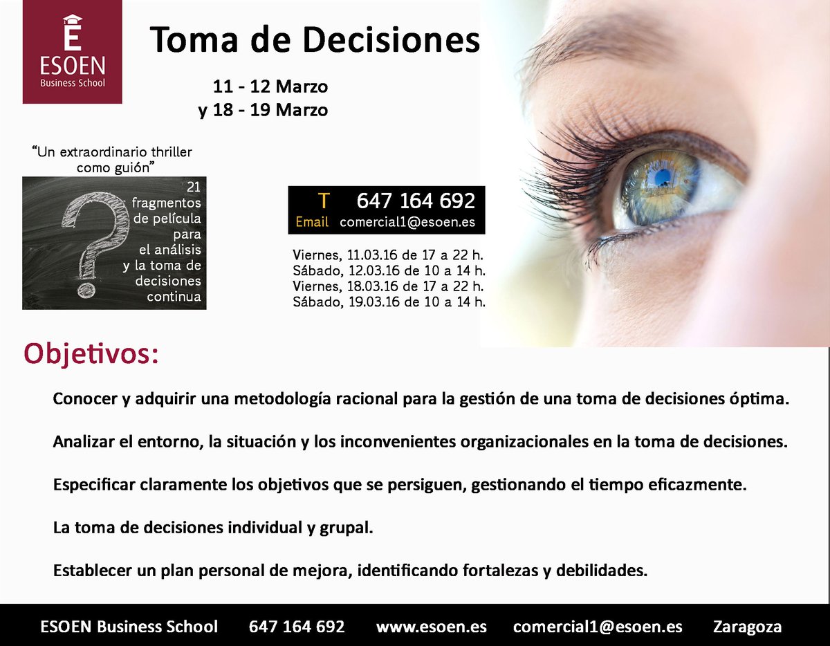 EsoenBs's tweet photo. Con ganas de impartir este fin de semana el módulo de #formación "TOMA DE DECISIONES" #habilidades #EBS_EMDC #RRHH https://t.co/HvgeIMUHuJ