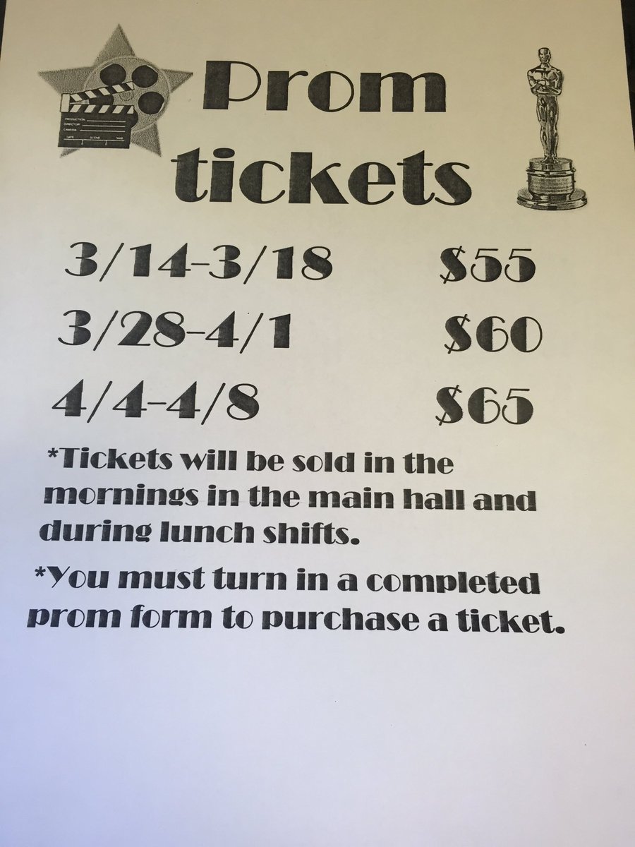 JRS &amp; SRS early bird special on prom tix! Gotta have permission slip before you buy tix - tix sales during lunches