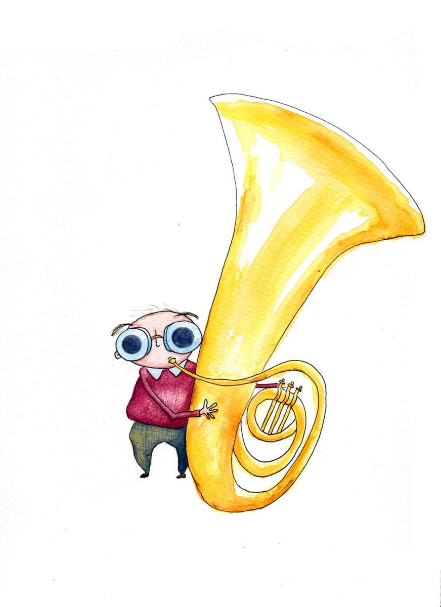 Jorobots's tweet photo. Clive and his tuba. #illustration https://t.co/2Z3gb0voFc