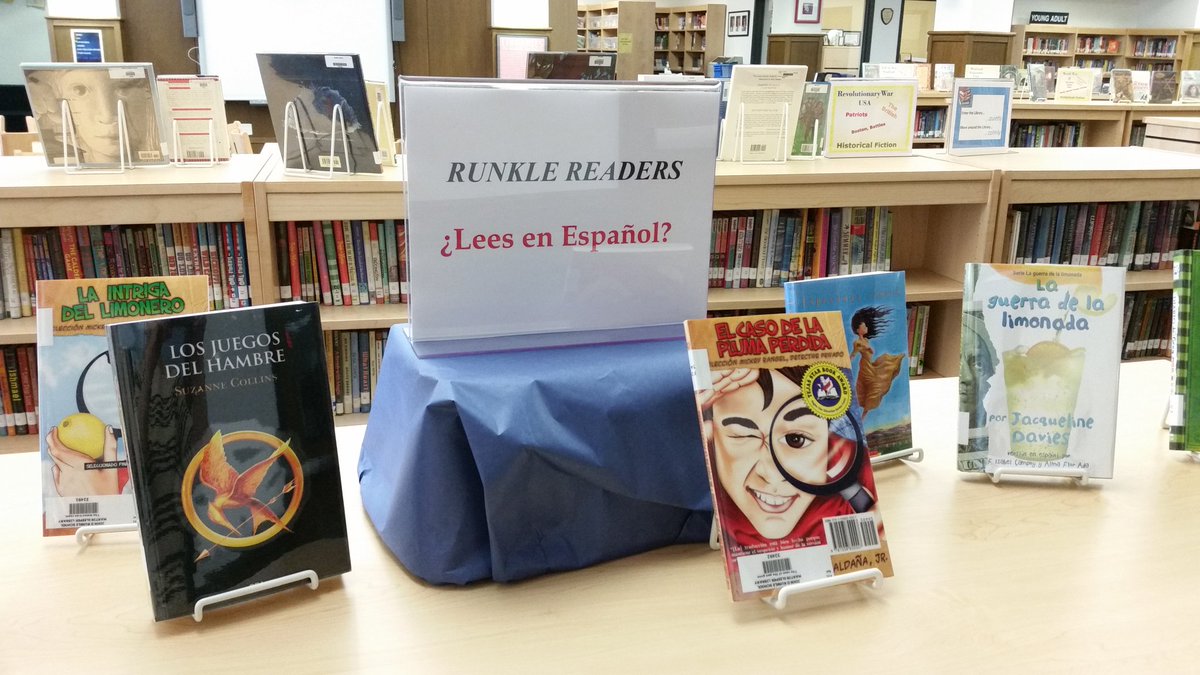 SleeperLibrary's tweet photo. Choose new books in Spanish for our Runkle readers. Special thanks to World Language teacher Ms.Paun! https://t.co/sXrsOURS9P