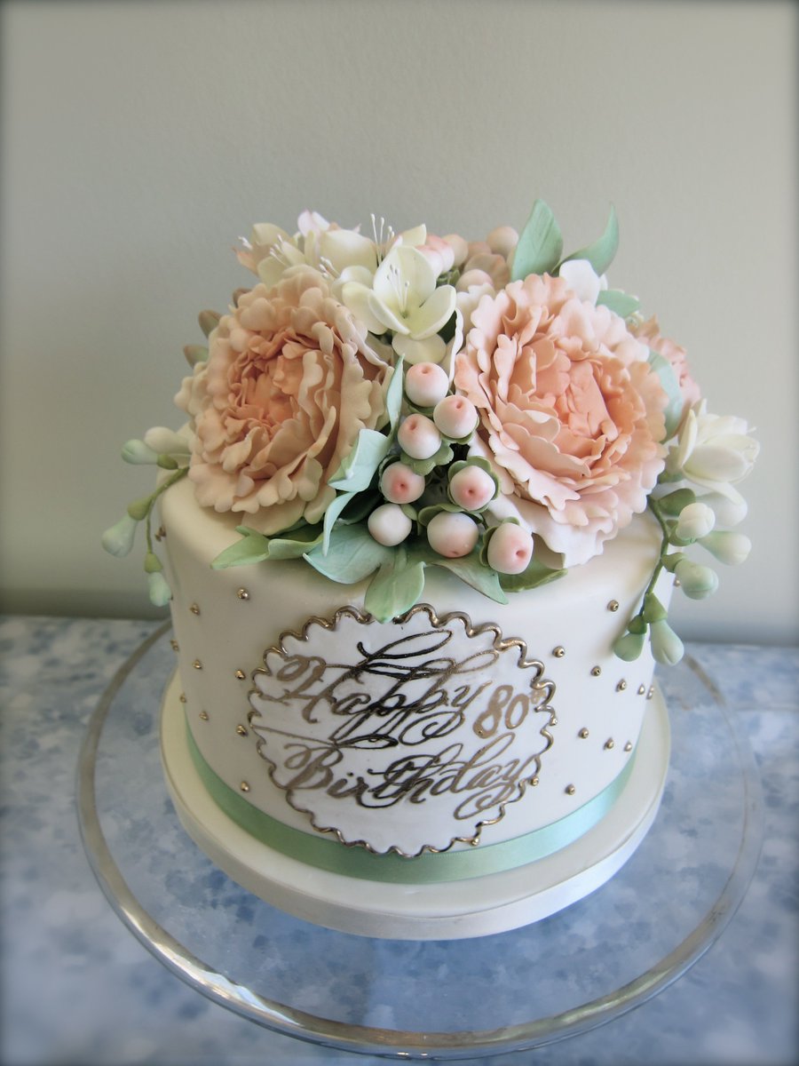 A bespoke cakes, for an 80th birthday. #cake #birthdaycake #birthday #wedding #flowers #sugarcraft #gumpaste #peony