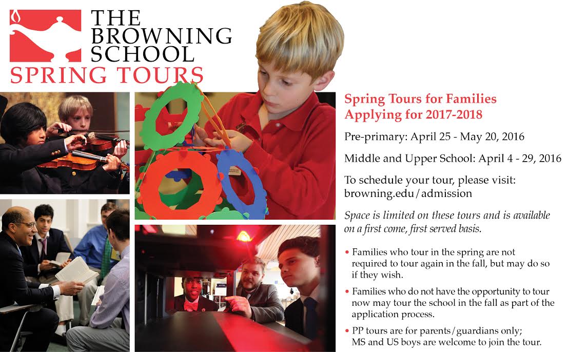 Warm weather is coming, and so are more spring tours at our member schools--Check out The Browning School!