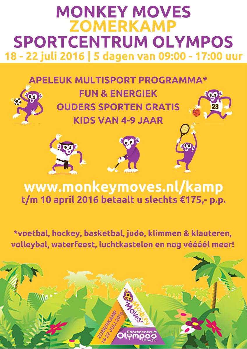 MonkeyMovesNL's tweet photo. APEKOPPEN OPGELET! Schrijf je in voor het #Zomerkamp in samenwerking met @olymposutrecht | https://t.co/iYEYz3MRzO https://t.co/p2DPhueeN7