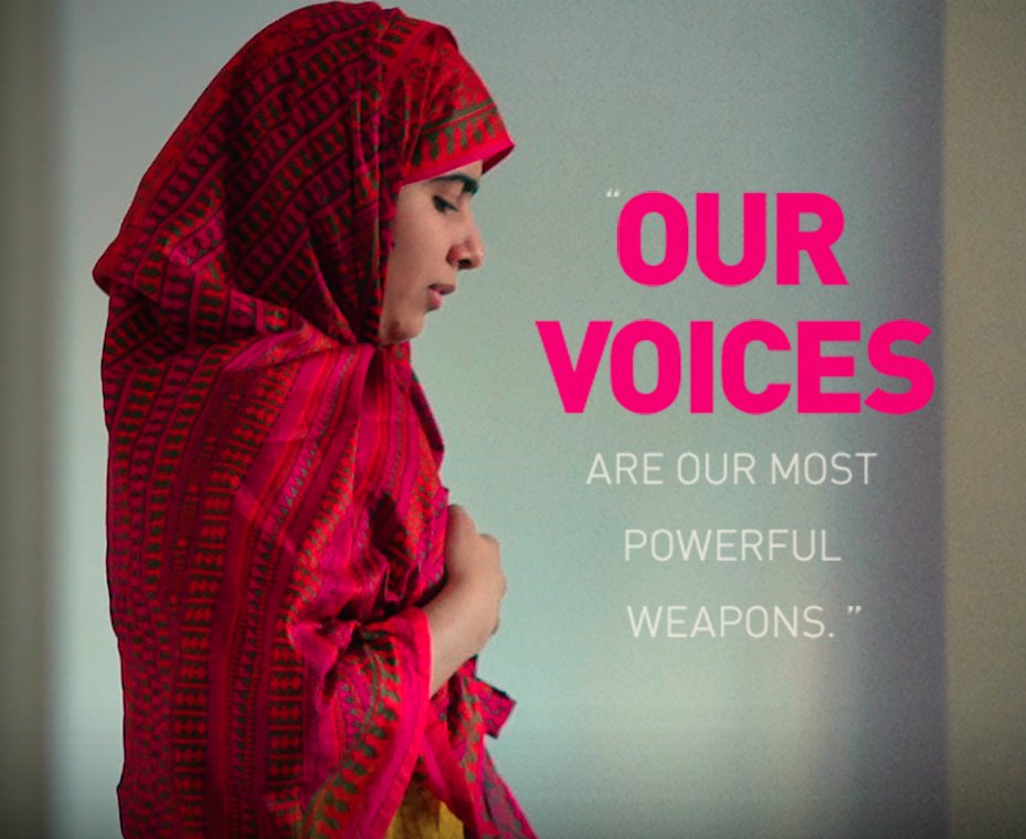 NatGeoTV's tweet photo. "Our voices are our most powerful weapons." - Malala Yousafzai #WednesdayWisdom #withMalala https://t.co/mmrnUzX0uY