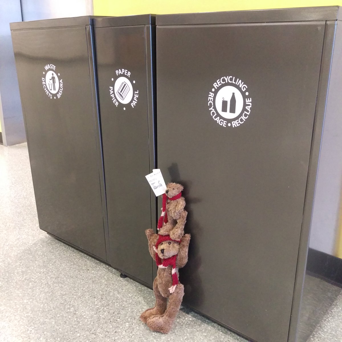 LibrariesMSU's tweet image. While the students are away on #SpringBreak,Turner &amp;amp; Page decide to pitch in with #MeyerLibrary&apos;s recycling efforts!
