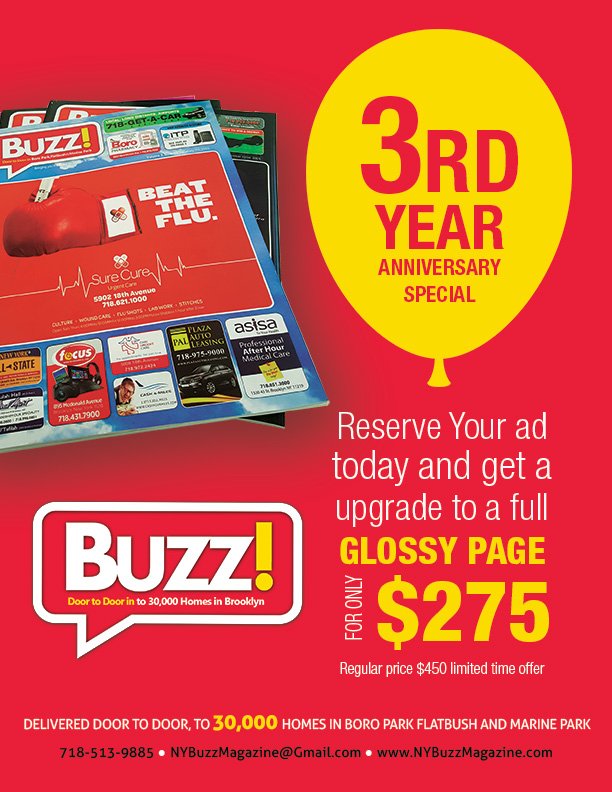 nybuzzmagazine's tweet photo. 3rd Year Anniversary Special Reserve Your ad today and get a upgrade to a full Glossy page https://t.co/Ym3a8xe0mH