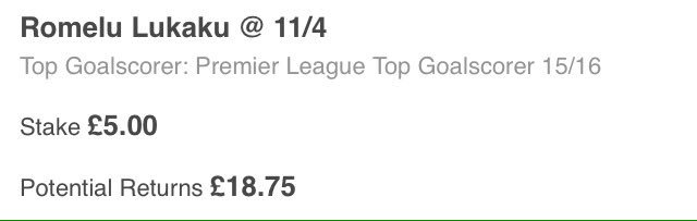 valueinves1ng's tweet photo. Free tip!! Romelu Lukaku to be top goal scorer @ 11/5. £5 returns £18.75 #Goldpredictions #Winning https://t.co/pXv0fcwWlz