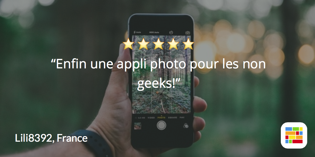 SundayApp's tweet photo. ⭐⭐⭐⭐⭐️
“Enfin une appli photo pour les non geeks!” https://t.co/9s0wUoe1GD