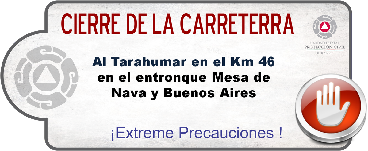 CEPCDurango's tweet photo. Nos reportan #Cierre de la circulación en carretera al #Tarahumar, en municipio de #Tepehuanes Extreme Precauciones https://t.co/ebofRR307l
