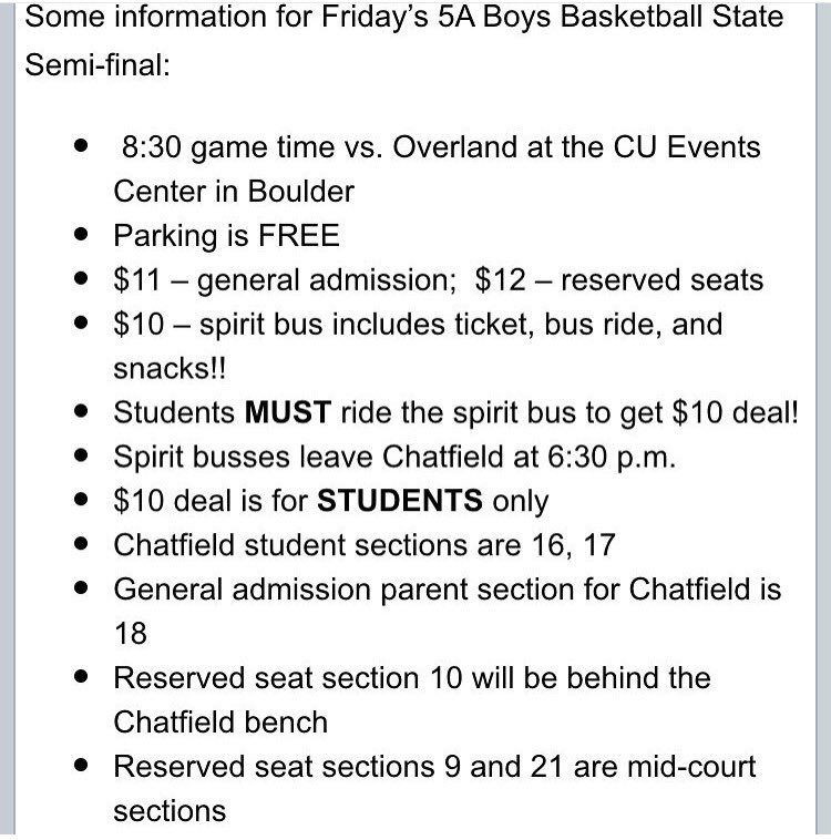 Info for Final 4 basketball Friday night. WHITE OUT at school on Friday!