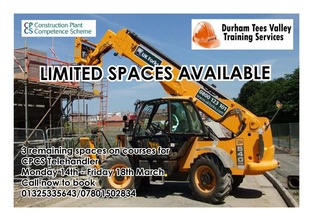 DTVTraining's tweet photo. LIMITED SPACES AVAILABLE ON UPCOMING COURSES CALL NOW TO BOOK! 07801502834 #plant #construction #training #courses https://t.co/AaWjbEKZ82