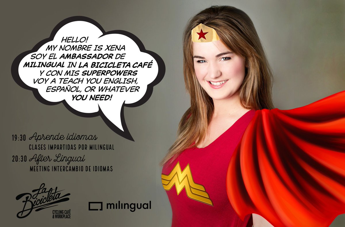 Los miércoles, a las 19:30 clases de idiomas con <a href="/MilingualSpain/">Milingual</a> por nuestra ambassador Xena y sus superpoderes.