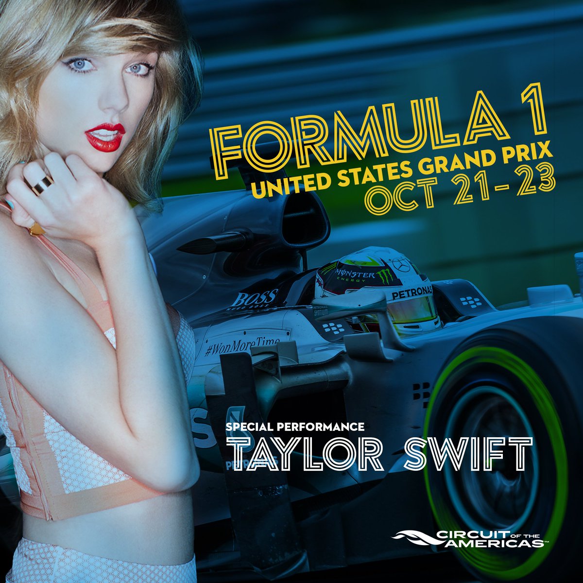 Taylor cantara en el  Gran Premio de Estados Unidos de Fórmula 1 CdHs_cmUYAAEjQE