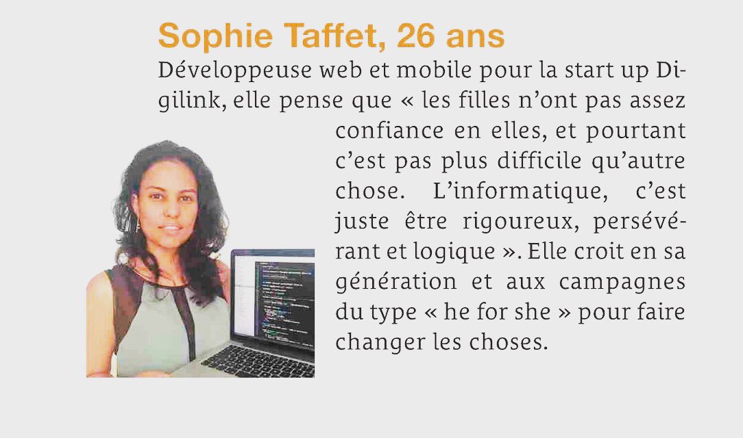 digilink_fr's tweet photo. Sophie, notre talentueuse développeuse Web &amp; Mobile dans le @lequotidien de ce jour ;) #frenchtech https://t.co/D2G2jRQlJZ