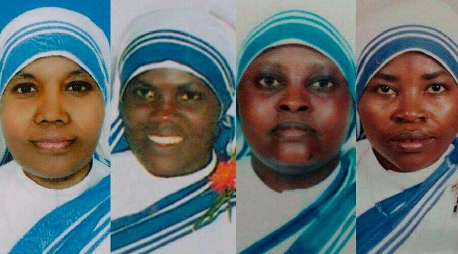 FrMatthewLC's tweet photo. A picture of the 4 martyrs from the Missionaries if Charity who died recently. https://t.co/Jsz09WpKBF