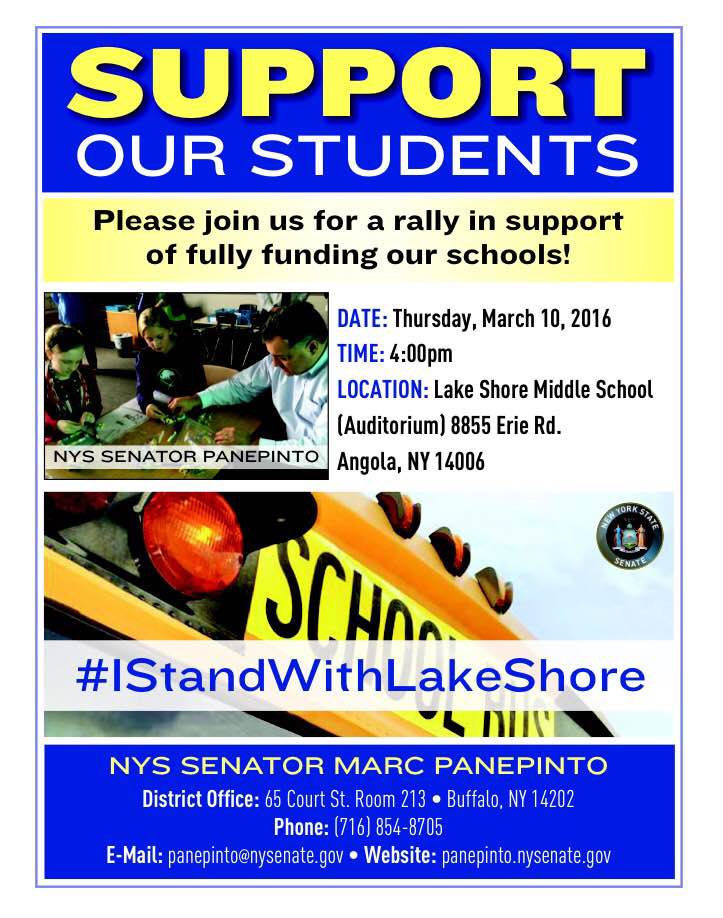 #IStandWithLakeShore, it's time that Albany does, too! Join us TOMORROW as we fight to fully fund our schools!