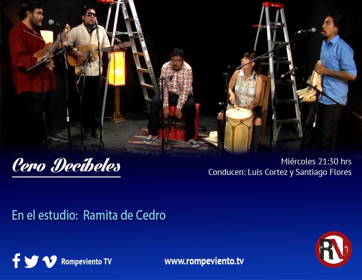 RompevientoTV's tweet photo. ¡Súbele el volumen a las 9:30pm! Hoy en @CeroDecibeles Decibeles, Son Jarocho urbano con la banda RAMITA DE CEDRO https://t.co/4I2Nky4JOm