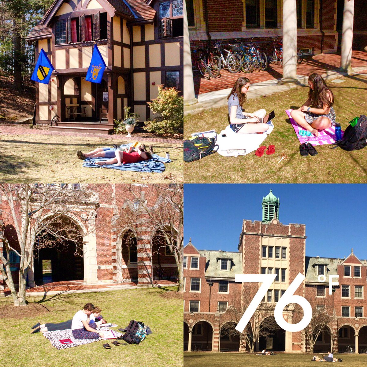 Wellesley's tweet photo. #Wellesley students are making the most of the balmy weather today! https://t.co/eS4VF1FYMY