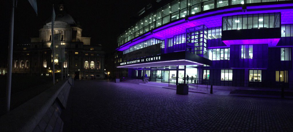 #qconlondon venue at night.