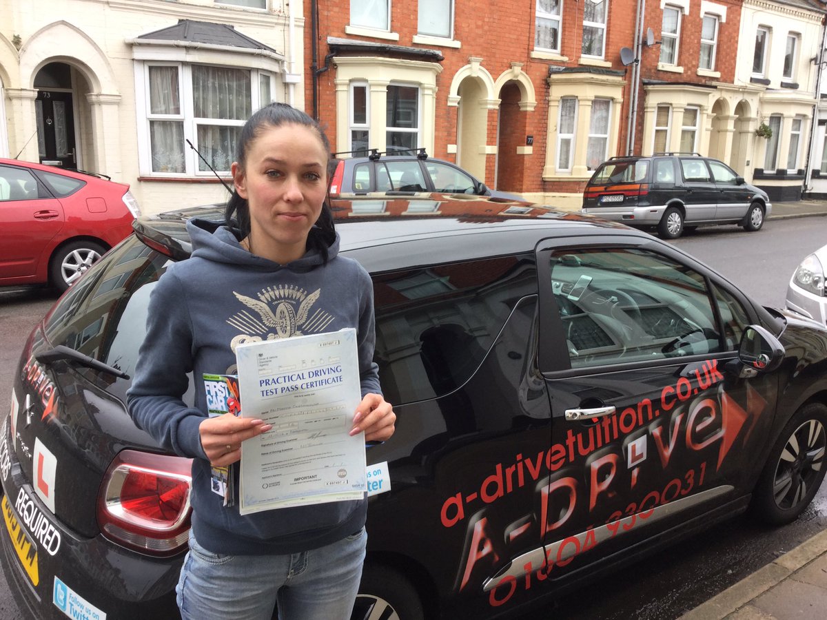 AAdrive's tweet photo. Congrats Modesta passing #drivingtest 9/3/16 at #Northampton DTC with Andrew Batty of #Adrivetuition #driving https://t.co/vpr9KzDBDg