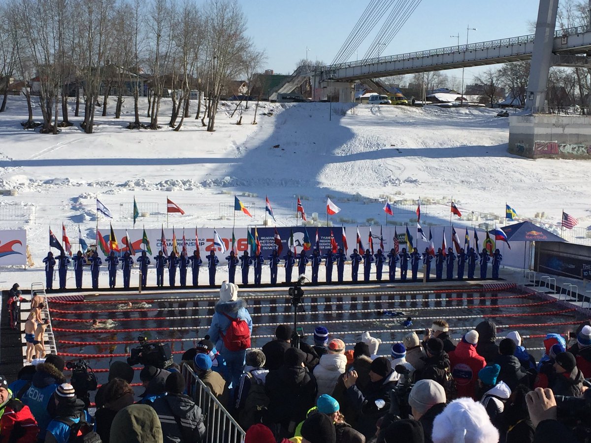 AusWinterSwim's tweet photo. @abcnews Aussie swimmers @The_Ryanhorse &amp; Stu Gregory racing in World Ice Swim Champs in Tyumen, Siberia tomorrow https://t.co/MVCCeo27DA