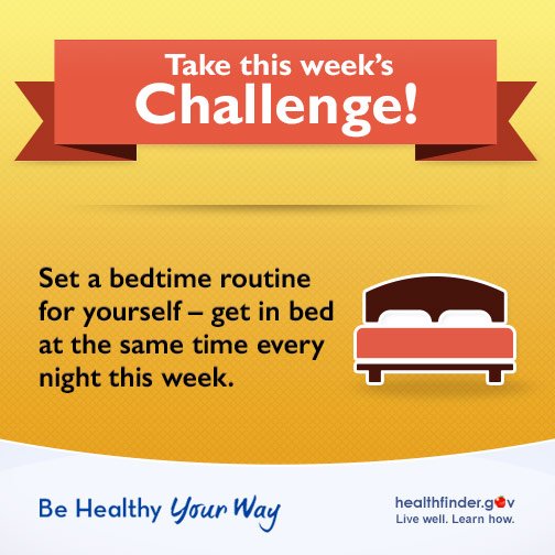 ADM_Christine's tweet photo. RT if you plan to take this week’s challenge! #7Days4BetterSleep #healthfinder https://t.co/yDp9ioGtWX
