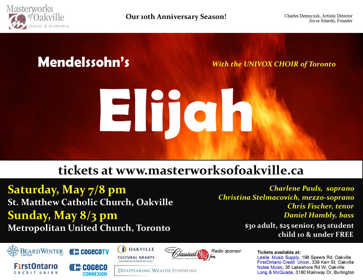 We've been learning our music for Mendelssohn's Elijah with <a href="/MWOakville/">Masterworks Oakville</a>. Come see us in May!
