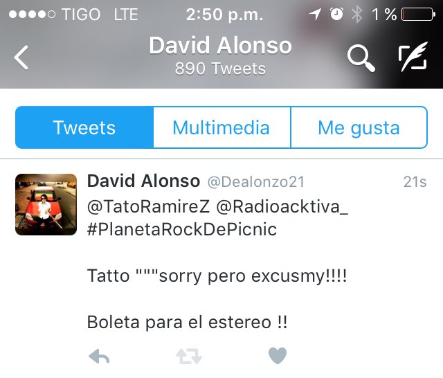 Dealonzo21's tweet photo. @TatoRamireZ @Radioacktiva_ #PlanetaRockDePicnic 

 Me comí la batería a punta de twitts!

Boleta para el estereo !! https://t.co/RlChEkFeJh