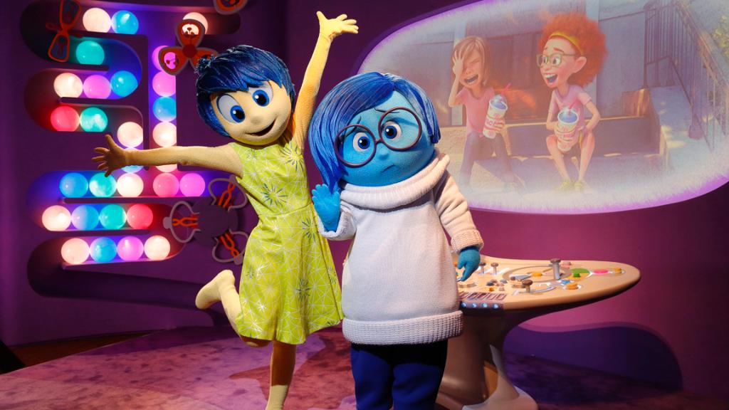 WaltDisneyWorld's tweet photo. So many emotions. Meet Joy &amp; Sadness from @DisneyPixar's #InsideOut at Epcot next month. https://t.co/kPNK4Vjg9G https://t.co/s4DQcw9Ywm