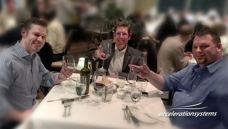 AccelSys's tweet photo. A well deserved meal for the hardest working staff at #SatShow2016 after the first day of the show. #KillingIt https://t.co/Ai4iCOr7y2