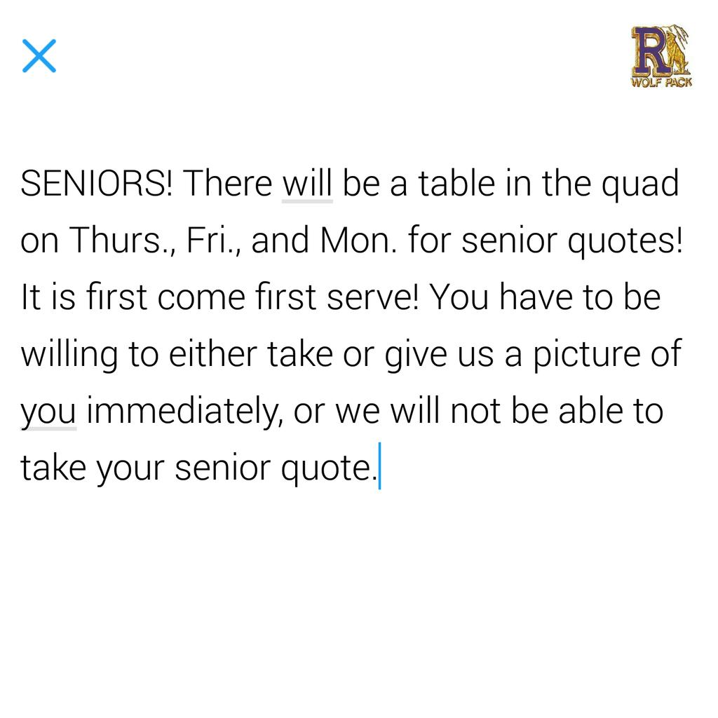 SENIOR QUOTE INFORMATION. It can only be 20-25 words. 😊