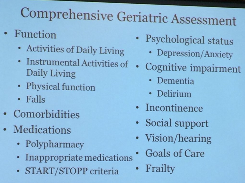palliator's tweet image. #hpm16 @AAHPM @AmerGeriatrics Pre-con.What is a Comprehensive Geriatrics Assessment (CGA) and who needs it?