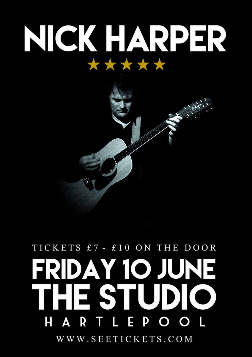 TheStudioHpool's tweet photo. .@NickHarperNews with support from #ElainePalmer FRI 10 JUNE £7adv / £10otd @seetickets #AcousticMagic https://t.co/DISY5RPDW3