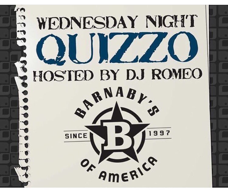 Test your knowledge tonight with <a href="/djromeo24/">Nick Vecchio</a> Quizzo starts at 10pm with great drink specials- Half Price drinks 10-12
