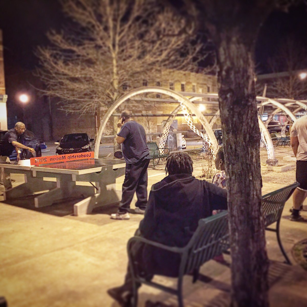 RABReichert's tweet photo. New ping pong table in @MaconBibb's Poplar St Park seeing use, even on a Wed evening. #LM2015 @MainStreetMacon https://t.co/lNjBPxNaw8