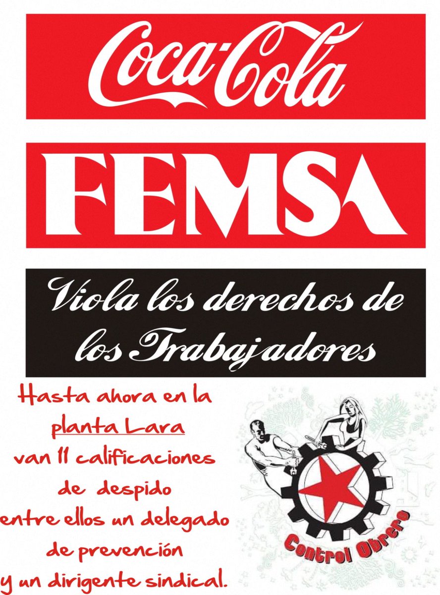 uma_suyay's tweet photo. @lyscarlui @eltocuyo Campaña de Solidaridad con trabajadores de Cocacola. Movimiento por el Control Obrero Lara https://t.co/NPh9A3roxC