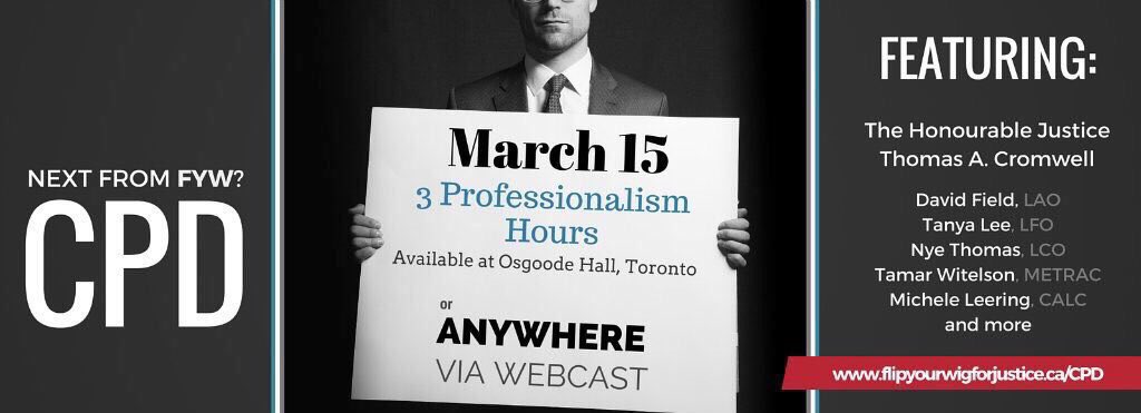 Forgot to donate to #FlipYourWig? On March 15 you can contribute to A2J &amp; earn 3 prof hrs by signing up for our CPD!