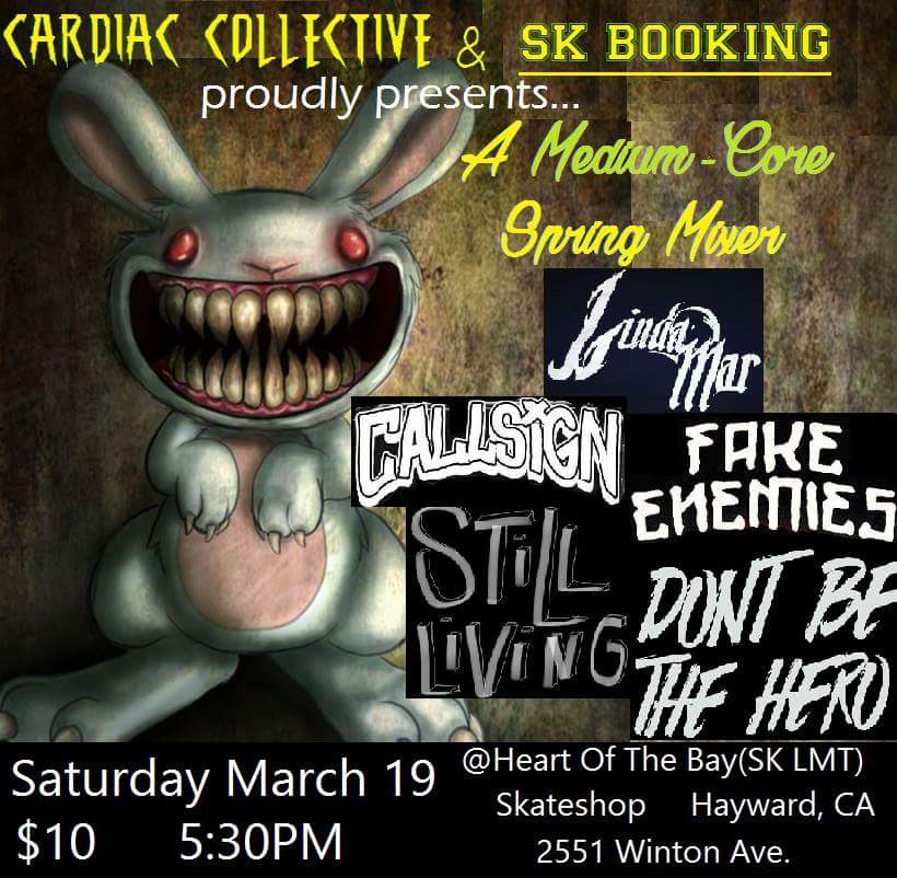 CardiacCollect's tweet photo. @LindaMarBand @CALLSIGNband @FakeEnemiesHC @stilllivingca @Dontbetheheroca set 2 kill it! #CardiacCollective https://t.co/Fwmxa6tfyo