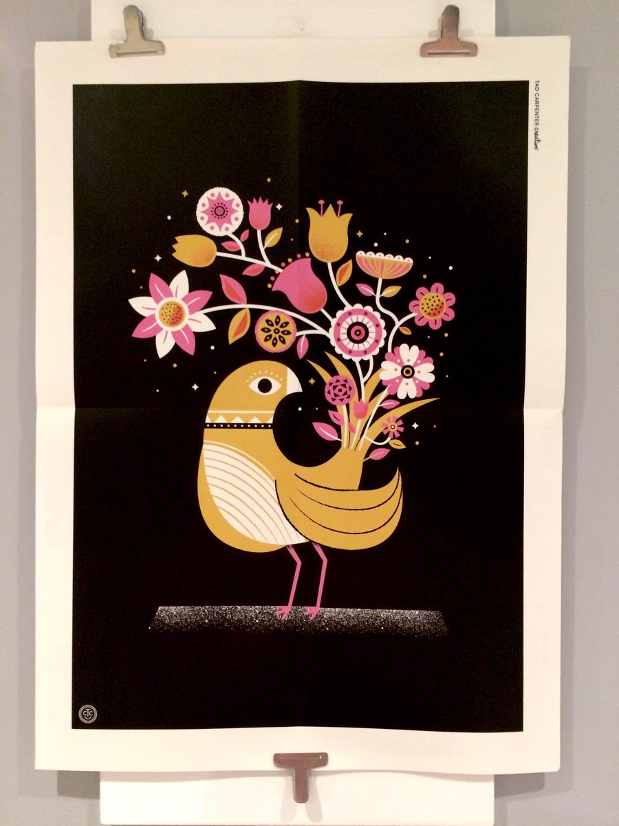 gbalino's tweet image. Got the @TadCarpenter poster up in the office. From @mohawkpaper. #makerquarterly #illustration