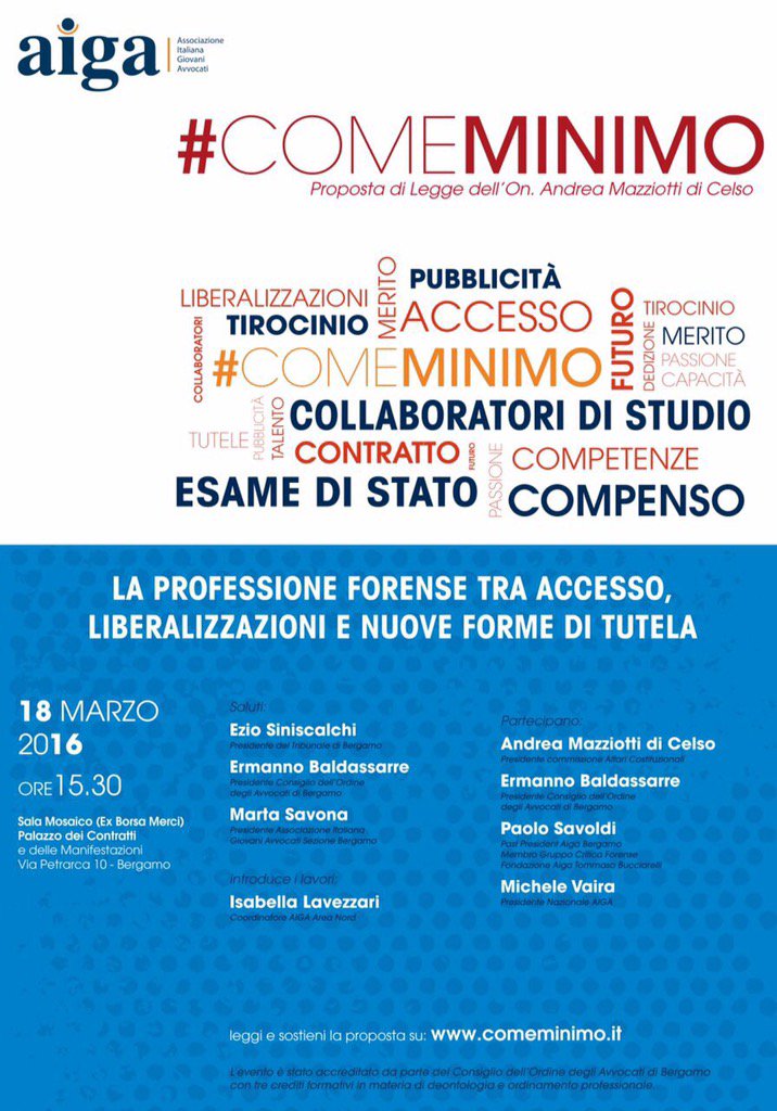 <a href="/savona_marta/">Marta Savona</a> <a href="/mvaira/">M</a> <a href="/_AMazziotti/">Andrea Mazziotti</a> <a href="/antoniodean81/">antonio de angelis</a> <a href="/giovaniavvocati/">AIGA GiovaniAvvocati</a> #Bergamo 18/3 #comeminimo