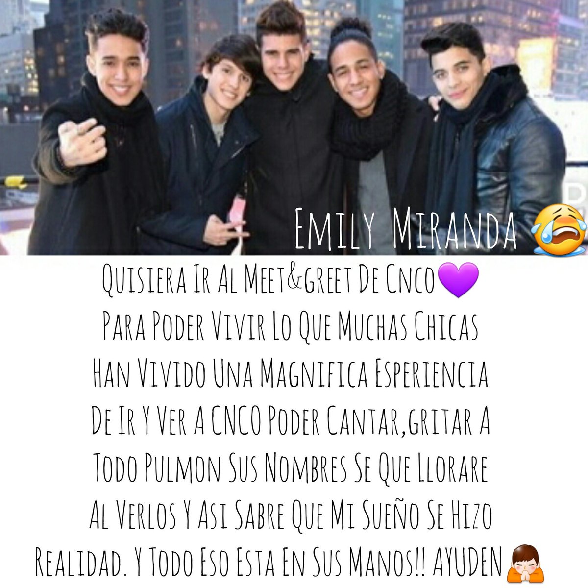 EmilyMiraanda_'s tweet photo. Se los ruego delen RT y like @CNCOmusic  @cnco_ecufans  @SonyMusicEC  @SonyMusicLatin  #CNCOenEcuador #CNCOEcuFans https://t.co/8kVcYjtXmq