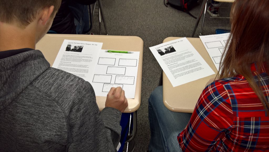 teachgodwin's tweet photo. SS and T used just the facts to dive into an article over Mrs. Reagan / model. Then researched the 1930s #CISDGameOn https://t.co/vugy612Plz