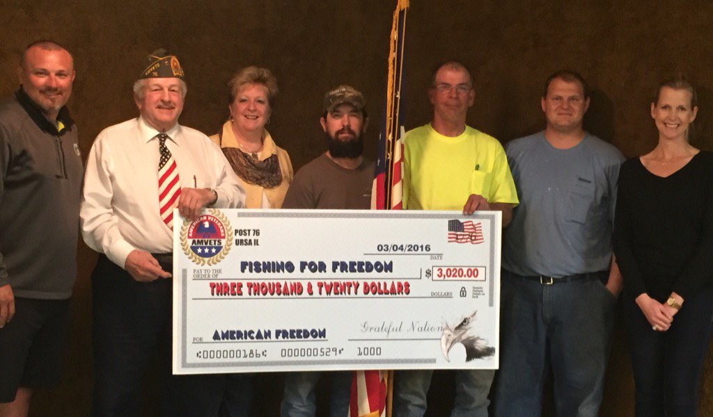 FishForFreedom's tweet image. Thank You AmVets Post '76
We received a check from Paul Woodworth with the AmVets in Ursa Illinois last night.