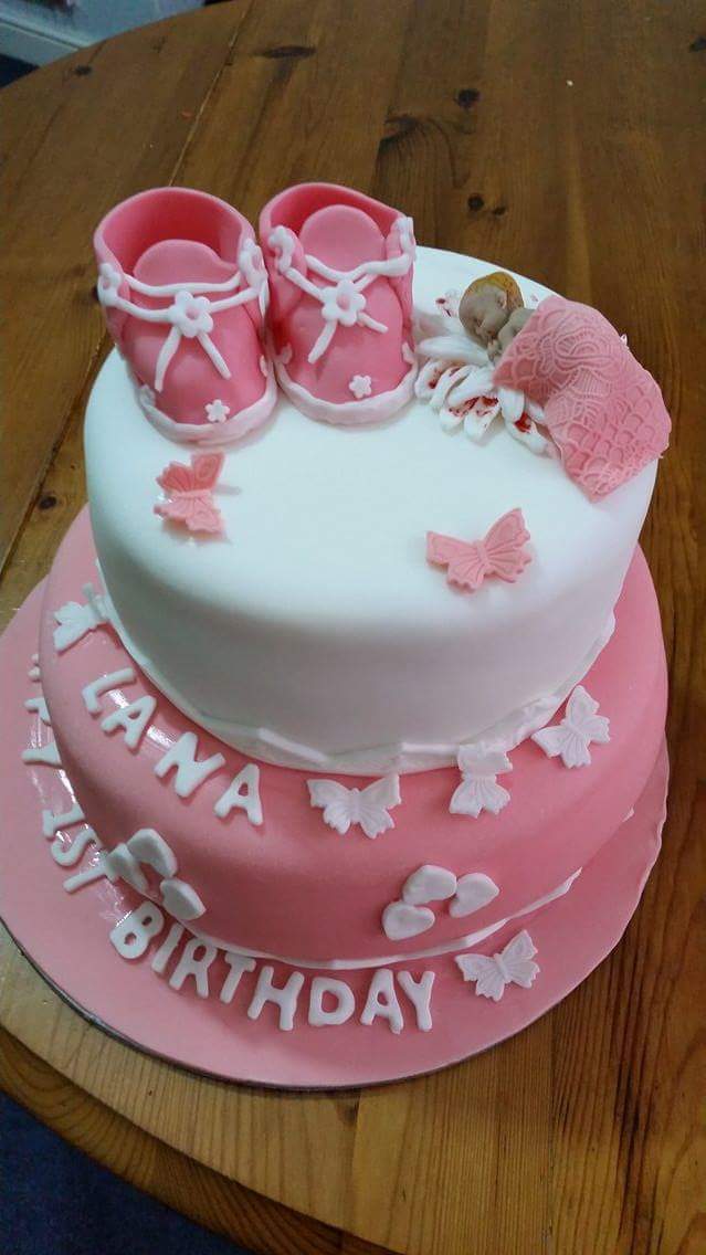 Beautiful  1st birthday  sponge  cake