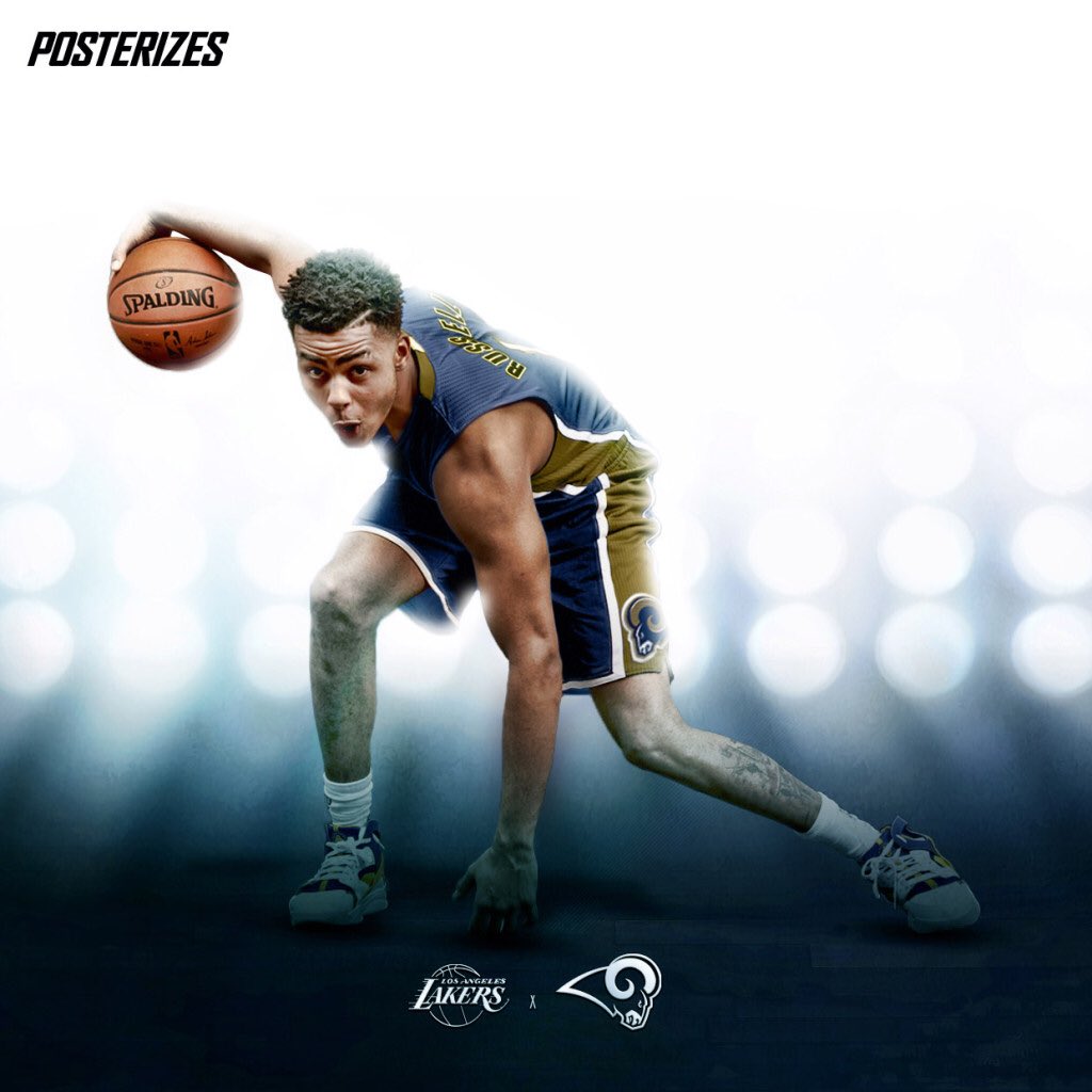 posterizes's tweet photo. #NBAxNFL @Lakers x @RamsNFL (@dloading) https://t.co/2KJXI8lDmK