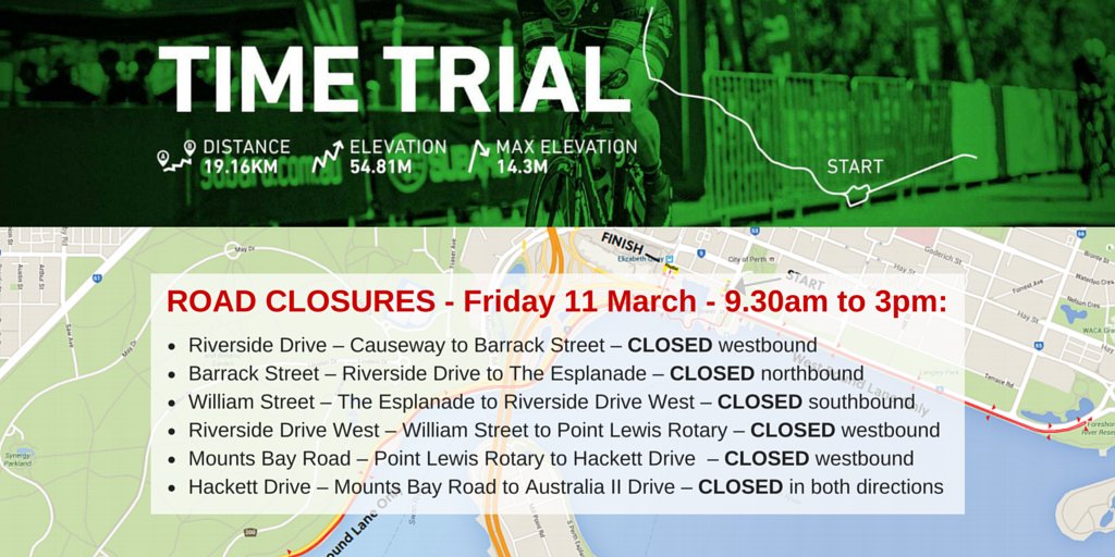 Perth_Traffic's tweet photo. Road closures - Cycling Event - 11 March 9.30am to 3pm - info@ https://t.co/zJG9pRtHiL #perthtraffic #GFWSPerth https://t.co/Q1jMEL35MQ