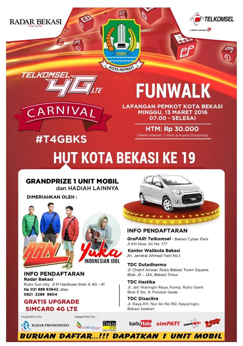 #RANSchedule Minggu 13 Maret 2016 | #T4GBKS Funwalk | Lapangan Pemkot Bekasi | 7AM | Free Event