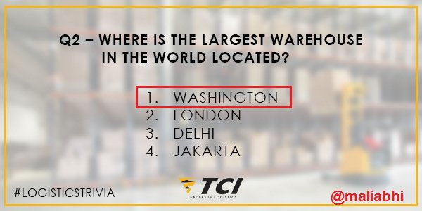 maliabhi's tweet image. @TCILGroup A2 - 1. WASHINGTON #LogisticsTrivia